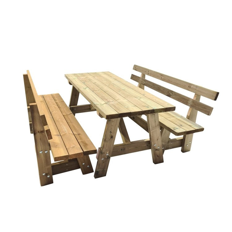 Mesa De Madera Zurich Con Bancos Con Respaldo Vic._0