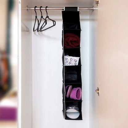 Well Home Organizador Colgante De Almacenamiento Con 6 Compartimentos 15x30xh84cm Negro Con Ribetes Blancos_2