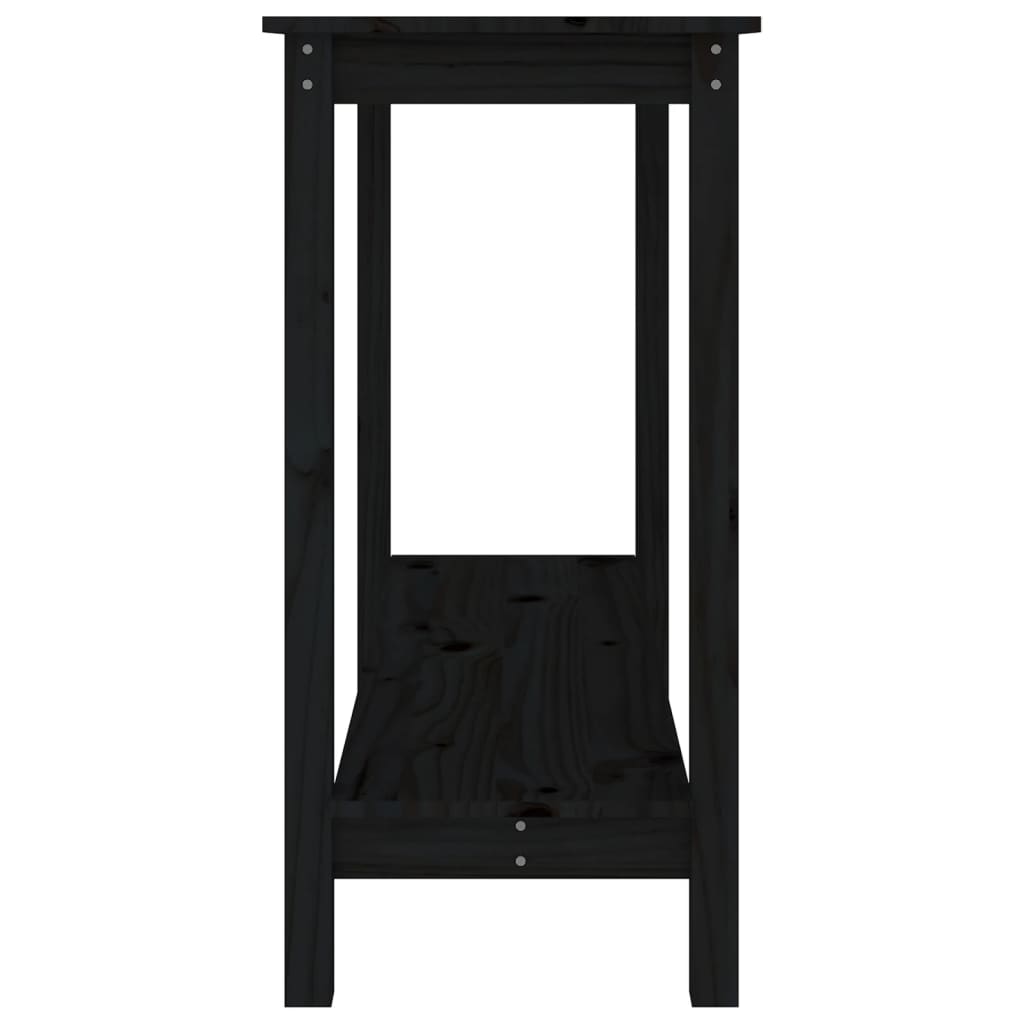 Mesa Consola Madera Maciza De Pino Negro 110x40x80 Cm_2