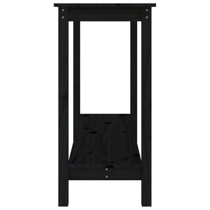 Mesa Consola Madera Maciza De Pino Negro 110x40x80 Cm_2