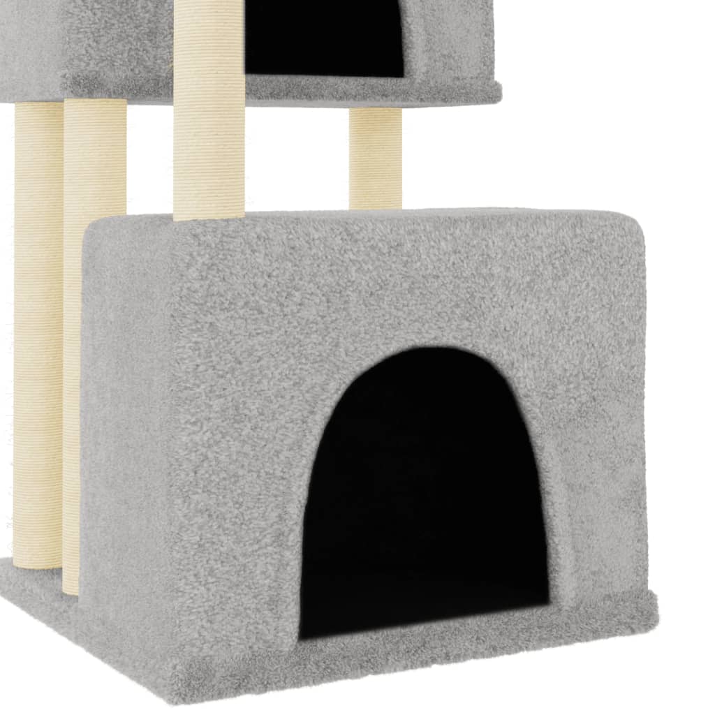 Rascador Para Gatos Con Postes De Sisal Gris Claro 122 Cm_5