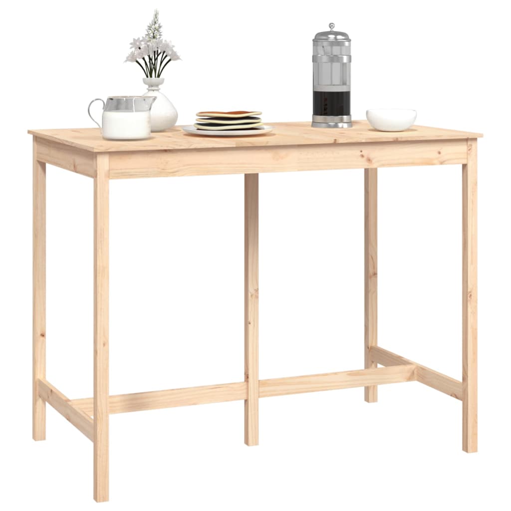 Mesa Alta De Bar De Madera Maciza De Pino 140x80x110 Cm_4
