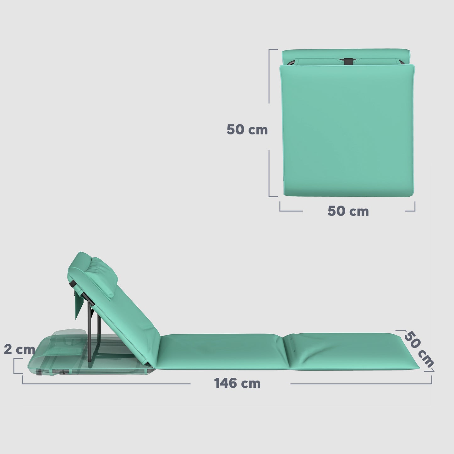 Outsunny 2 Esterillas De Playa Plegable Con Respaldo Ajustable Verde_2