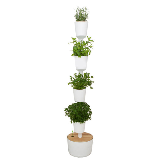Huerto Vertical De Interior Citysens 4 Macetas, Riego Automático Y Semillas Aromáticas – Blanco, Polipropileno Reciclado_0