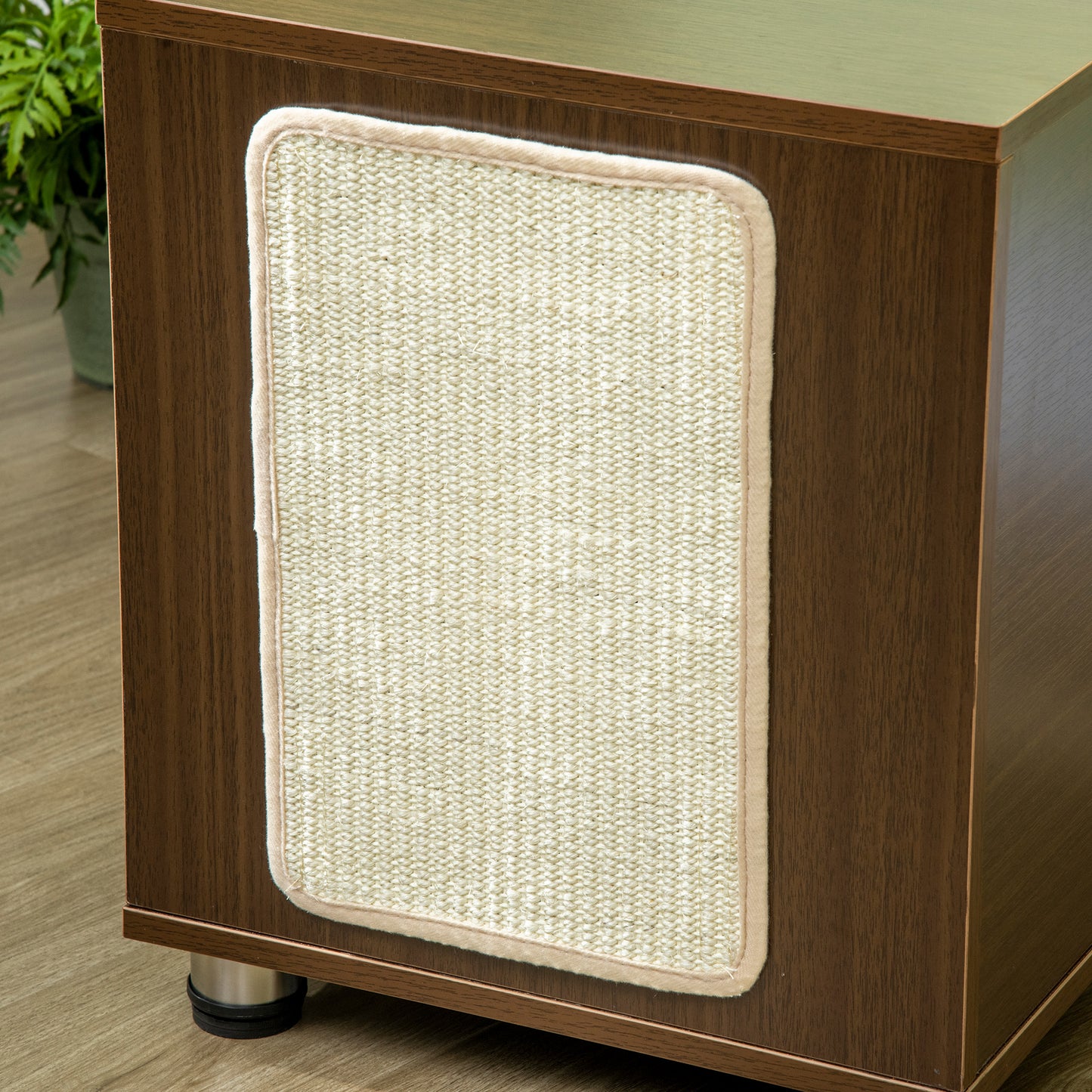 Pawhut Mueble Arenero Para Gatos Mesa Auxiliar Con Cojín Alfombras 60x40x48 Cm_3
