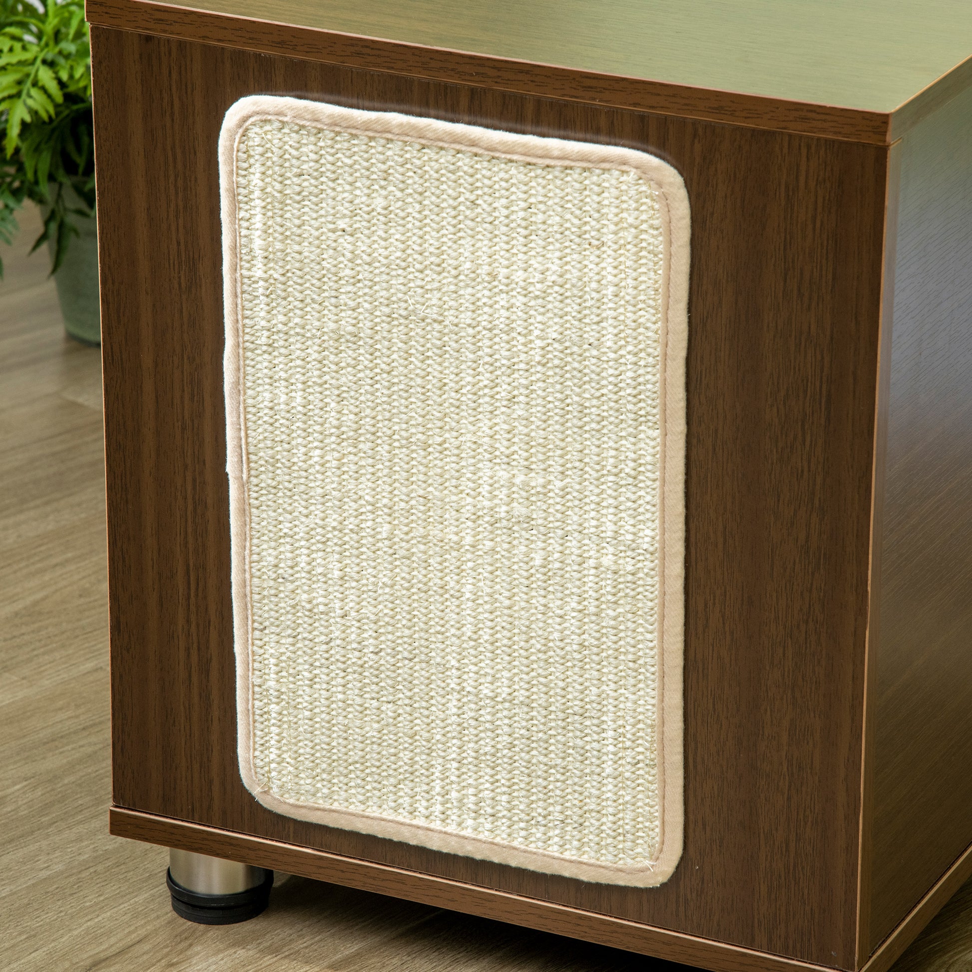 Pawhut Mueble Arenero Para Gatos Mesa Auxiliar Con Cojín Alfombras 60x40x48 Cm_3