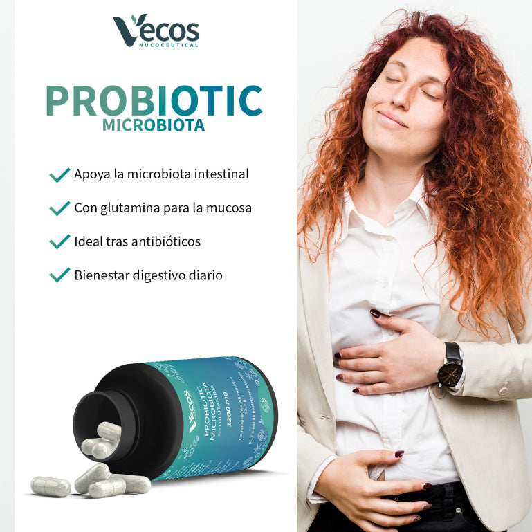 Probiotic Microflora Y Glutamina Vecos 60 Cápsulas | Revestimiento Intestinal | Glutamina 1200 Mg_3