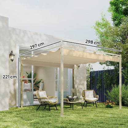 Outsunny Pérgola Con Techo Retráctil Pérgola De 3x3 M Con Cierre Magnético Caqui_2
