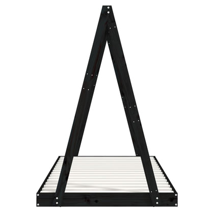 Vidaxl Estructura De Cama Para Niños Madera De Pino Negro 90x200 Cm_4