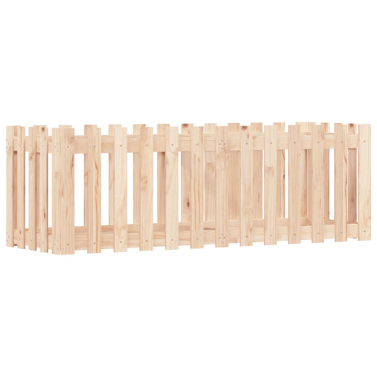 Arriate Elevado Jardín Con Valla Madera Maciza Pino 150x50x50cm_0