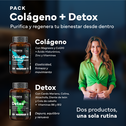 Colágeno Marino Con Magnesio + Detox Con Cardo Mariano. Sevens Nutrition. Articulaciones, Piel Y Depuración Hepática_1