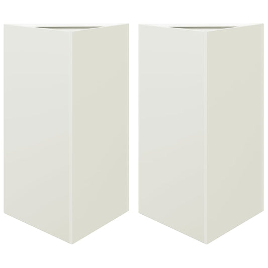Jardineras Triangulares 2 Uds Acero Blanco 50x43x75 Cm_0