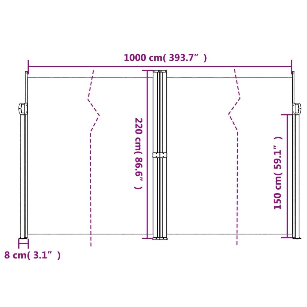 Vidaxl Toldo Lateral Retráctil Beige 220x1000 Cm_2