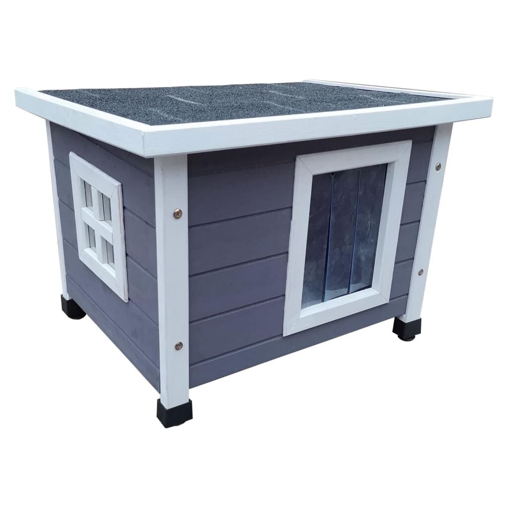 @pet Casa De Exterior De Gato Xl Madera Gris Y Blanco 68,5x54x51,5 Cm_0