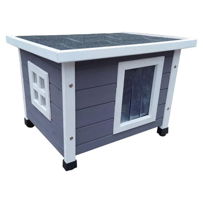 @pet Casa De Exterior De Gato Xl Madera Gris Y Blanco 68,5x54x51,5 Cm_0