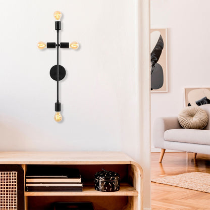 Aplique De Pared, Metal , Negro, 20x15x62, Casquillo 4 X E 27 Max 40 W