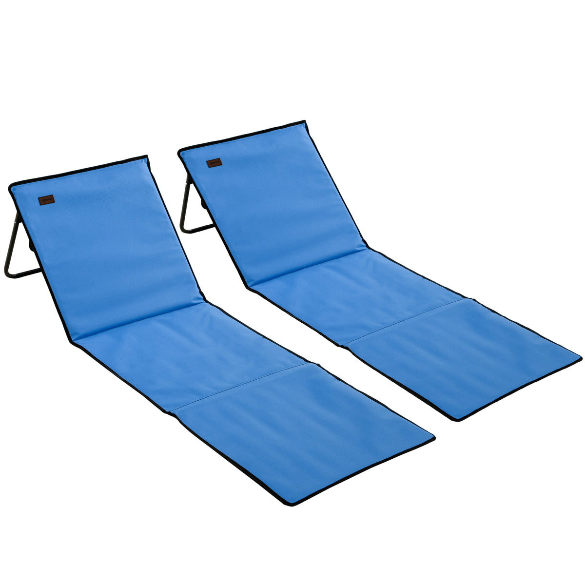 Esterillas De Playa Outsunny Acero, Tela Oxford Azul 142x51x40 Cm_0
