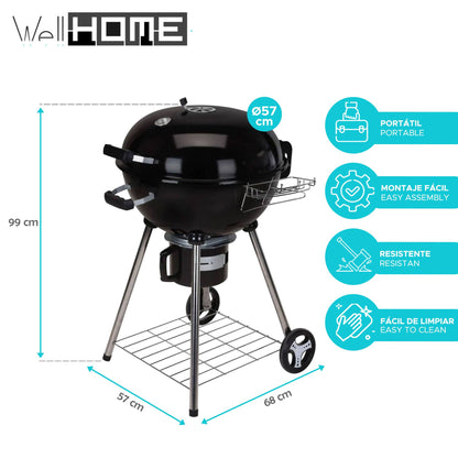 Well Home - Barbacoa Carbón H.99cm Con 4 Patas Y Ruedas_1