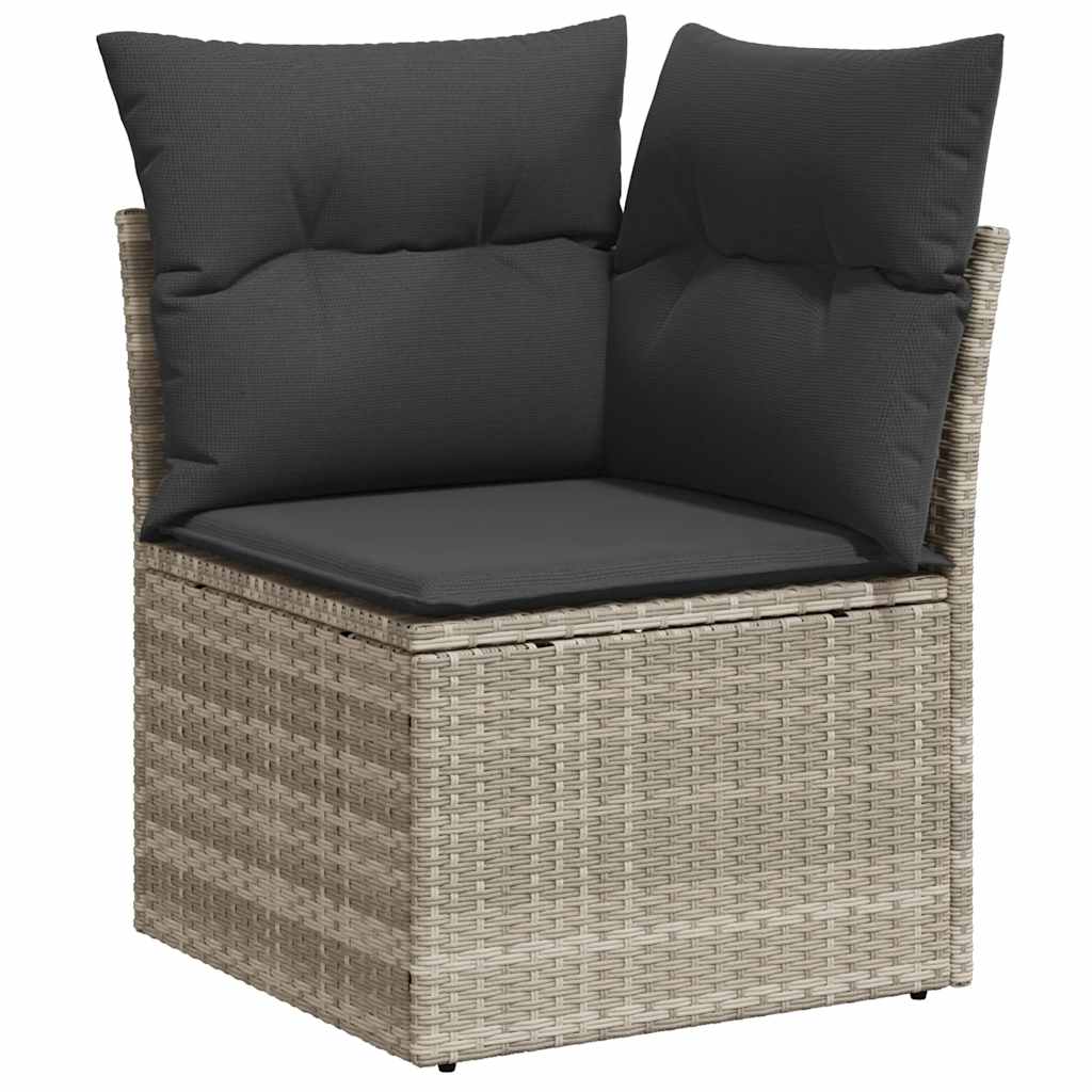 Set De Sofás De Jardín 7 Pzas Con Cojines Ratán Pe Gris Claro / Vetonek_5