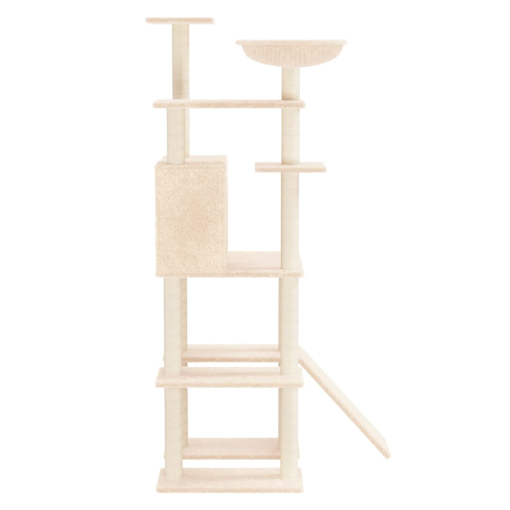 Rascador Para Gatos Con Postes De Sisal Crema 166 Cm_3
