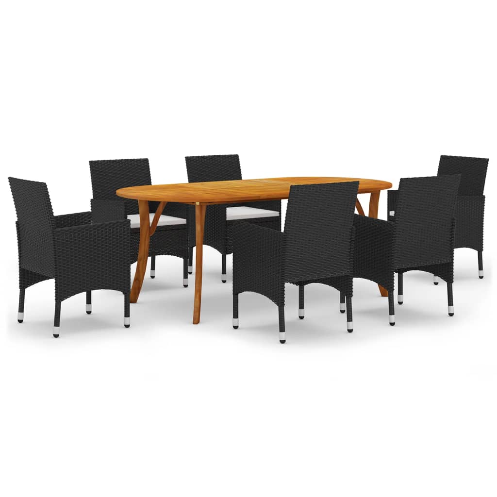 Juego De Comedor Para Jardín 7 Piezas Negro / Vetonek_2