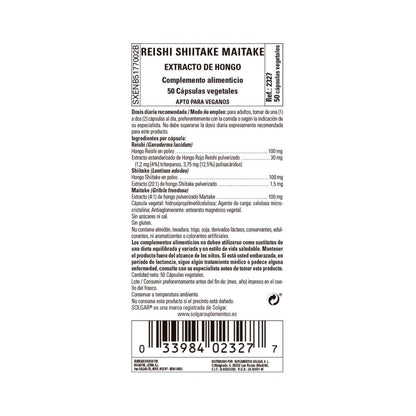 Reishi Shiitake Maitake Solgar 50 cápsulas vegetais
