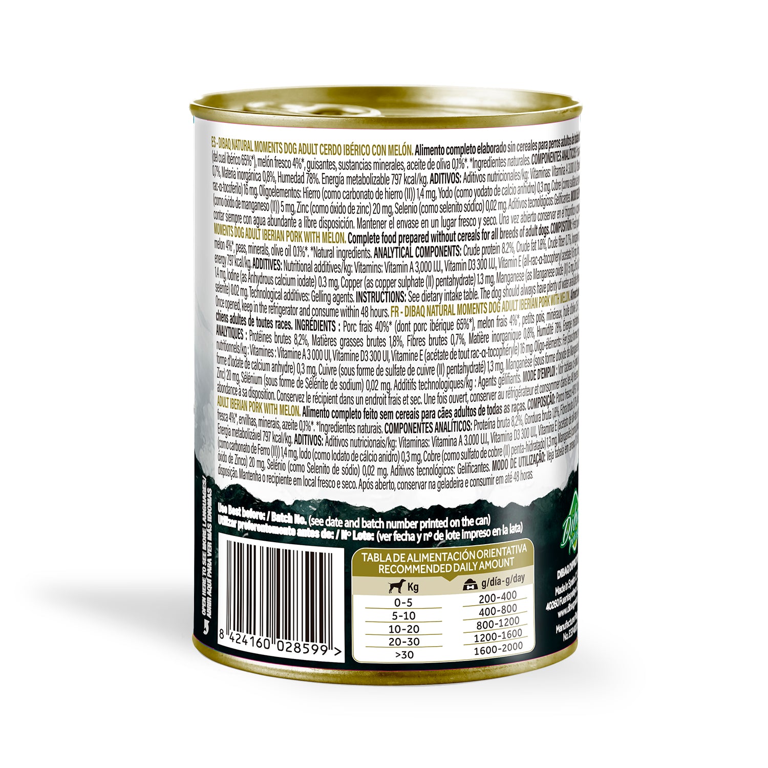 Dibaq Natural Moments Adulto Cerdo Ibérico Con Melón, 12 Latas X 380gr_2
