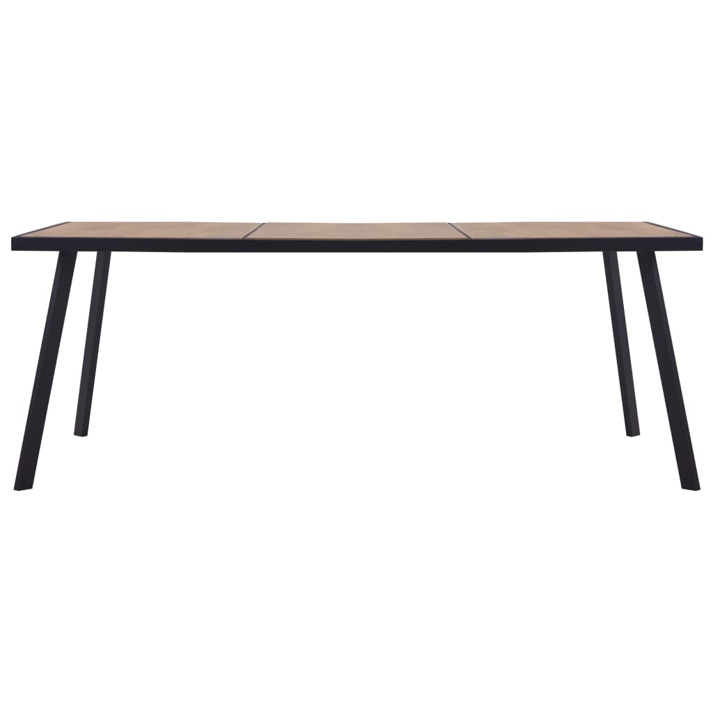 Mesa De Comedor De Mdf Color Madera Clara Y Negro 200x100x75 Cm_0