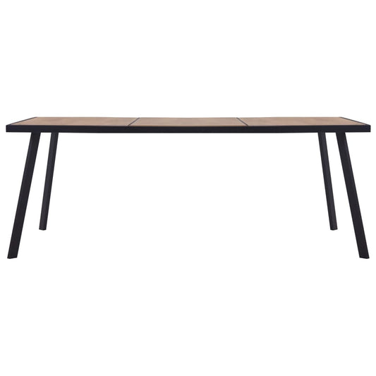 Mesa De Comedor De Mdf Color Madera Clara Y Negro 200x100x75 Cm_0