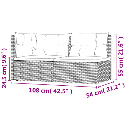 Vidaxl Set De Muebles De Jardín 2 Pzas Cojines Ratán Sintético Gris_2