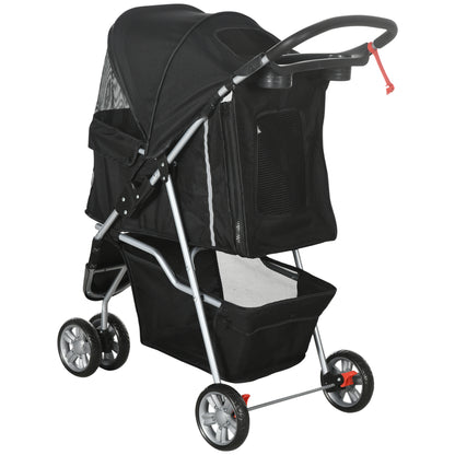 Pawhut Carrito Para Perros Plegable Con Cesta De Almacenaje 75x45x97 Cm Negro_4