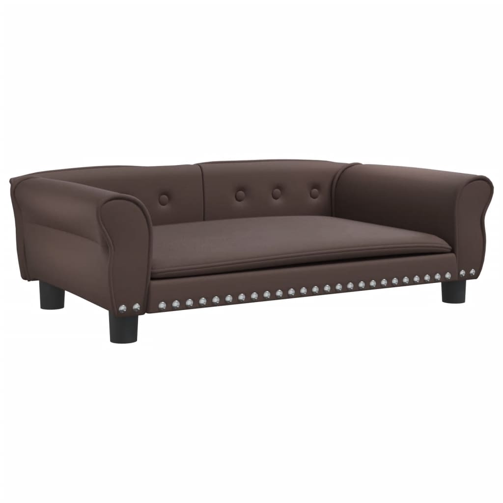 Cama Para Perros De Cuero Sintético Marrón 95x55x30 Cm / Vetonek_4