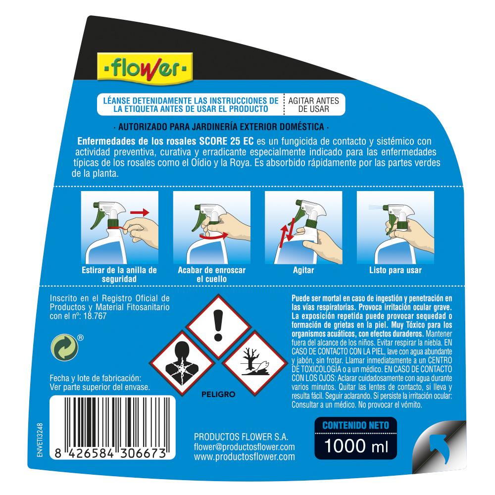 Fungicida para doenças das rosas pronto a usar Flor 1 L