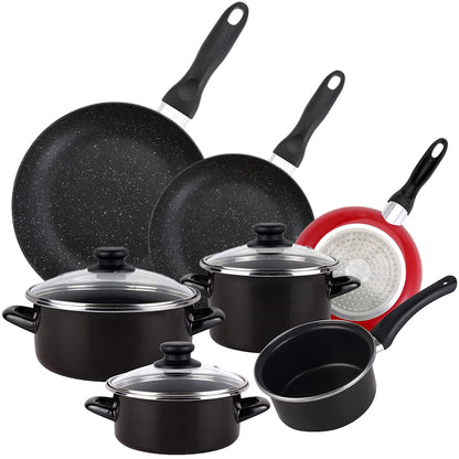 Pack De 3 Sartenes San Ignacio Ø16cm Ø20cm Ø24cm + Batería De Cocina De 7 Piezas En Acero Vitrificado_0