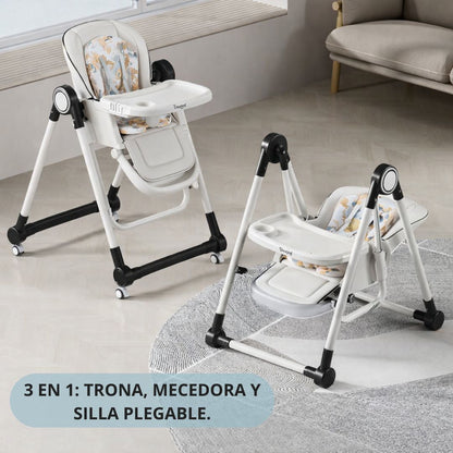 Trona Negra Evolutiva 3 En 1 | Plegable Y Portátil Con Altura | Reposapiés | Respaldo Y Bandeja Todo Ajustables_2
