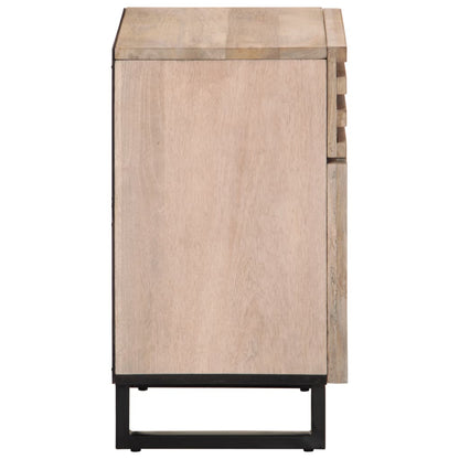 Mesita De Noche De Madera Maciza De Mango Rugosa 50x34x60 Cm_1
