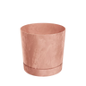 Vaso de cimento puro com pires de terracota integrado D 13 x 13