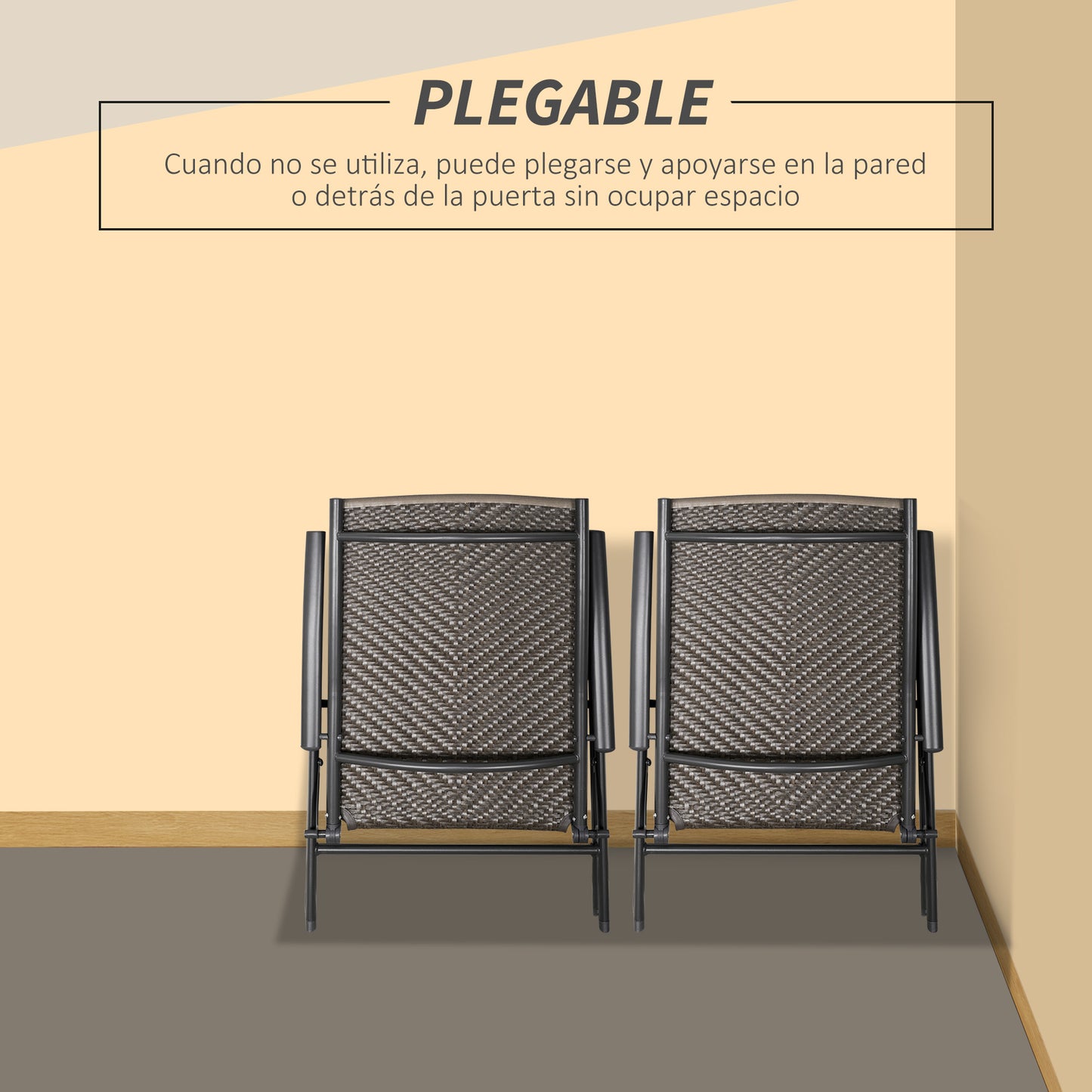 Outsunny Conjunto De 2 Sillas Ratán Plegables Respaldo Ajustable Jardín Exterior_5