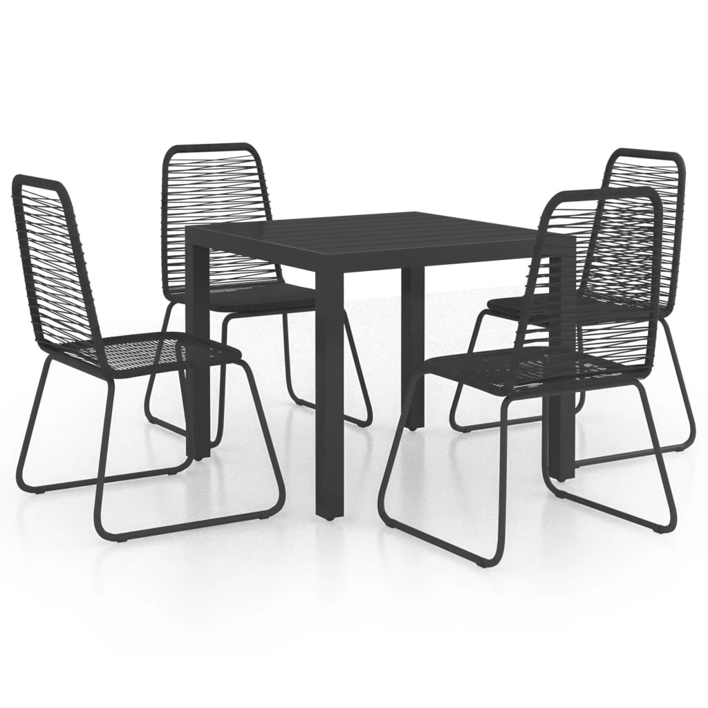 Vidaxl Set De Comedor De Jardín De 5 Piezas Pvc Ratán Negro_0
