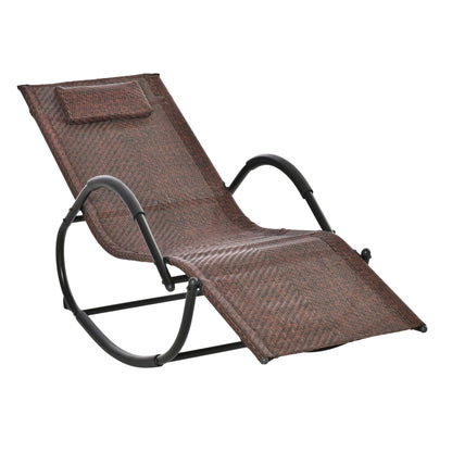 Outsunny Tumbona Mecedora De Exterior Con Reposabrazos Y Reposacabezas Marrón_0