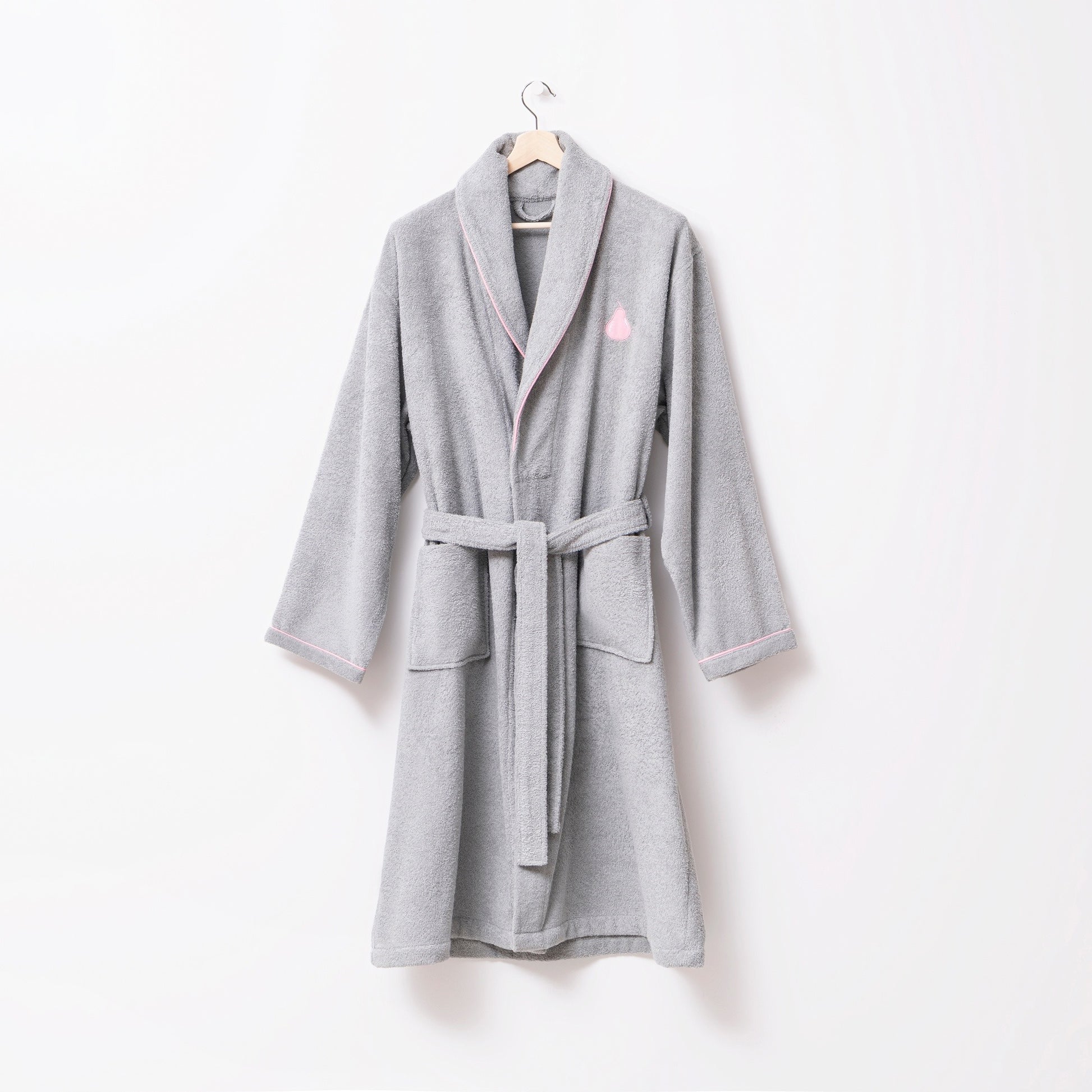 Albornoz L/xl 380gsm 100%algodon Gris Con Pera Rosa Benetton Fruits Be_4