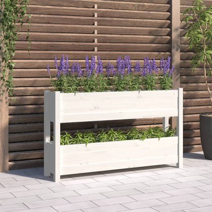 Jardinera De Madera Maciza De Pino Blanco 112x25x66 Cm_1