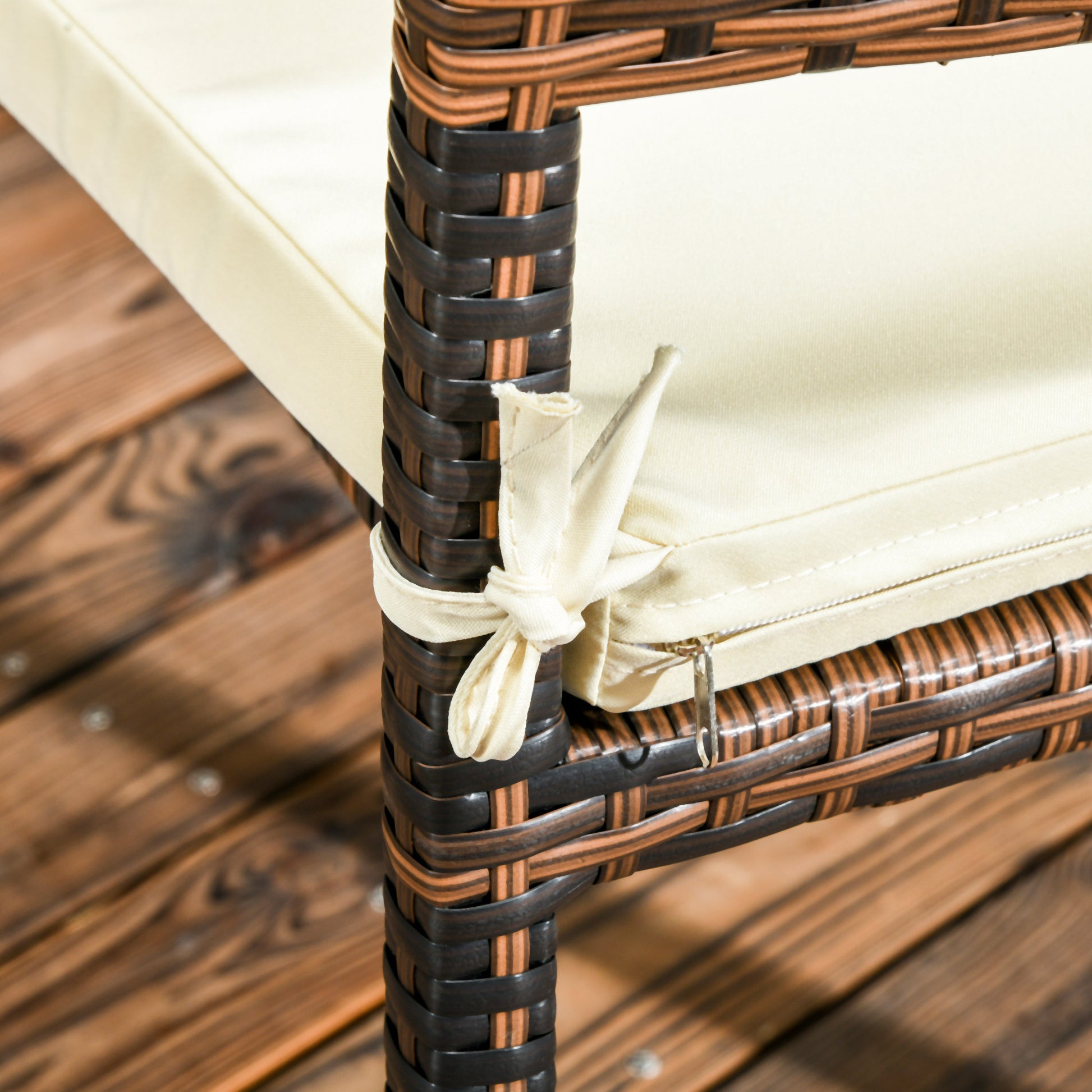 Outsunny Conjunto De Muebles De Ratán Sintético Mesa De Centro 4 Sillas Marrón_5
