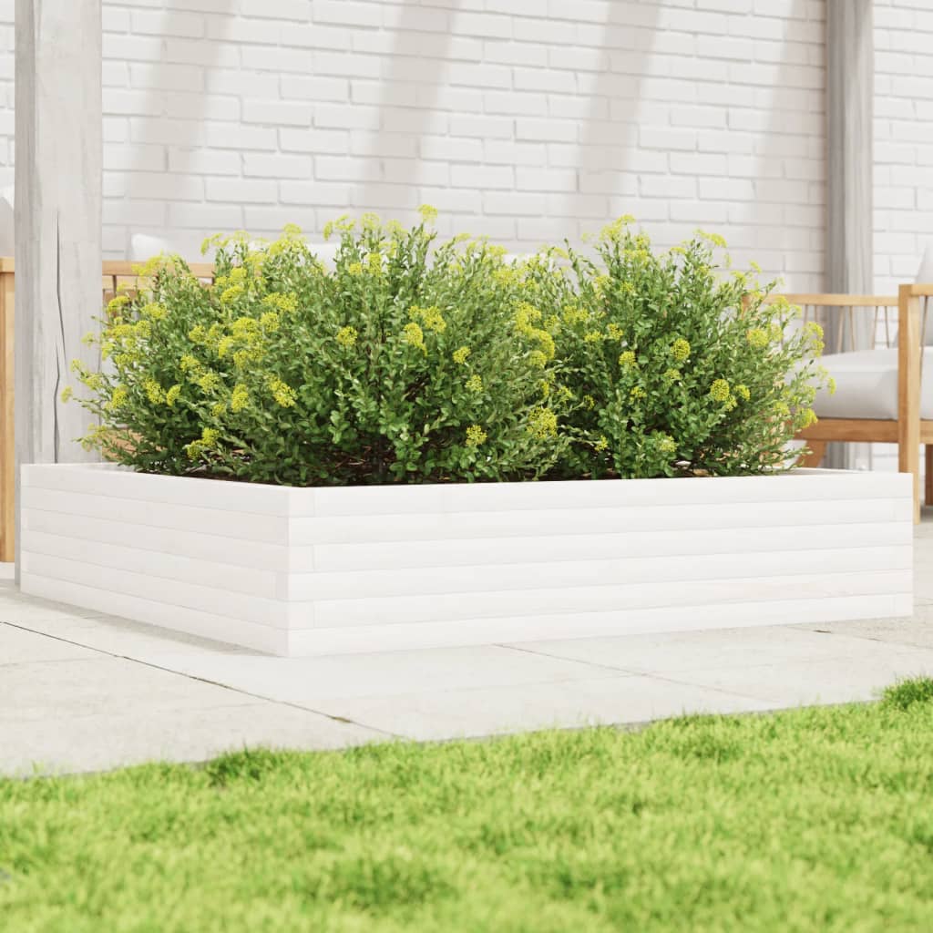 Jardinera De Madera Maciza De Pino Blanca 110x110x23 Cm_1