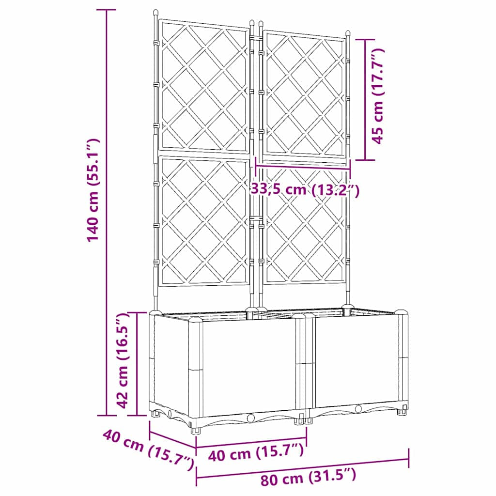 Vidaxl Maceta De Jardín Con Enrejado 2 Pcs Marrón 80 X 40 X 143 Cm Pp_2