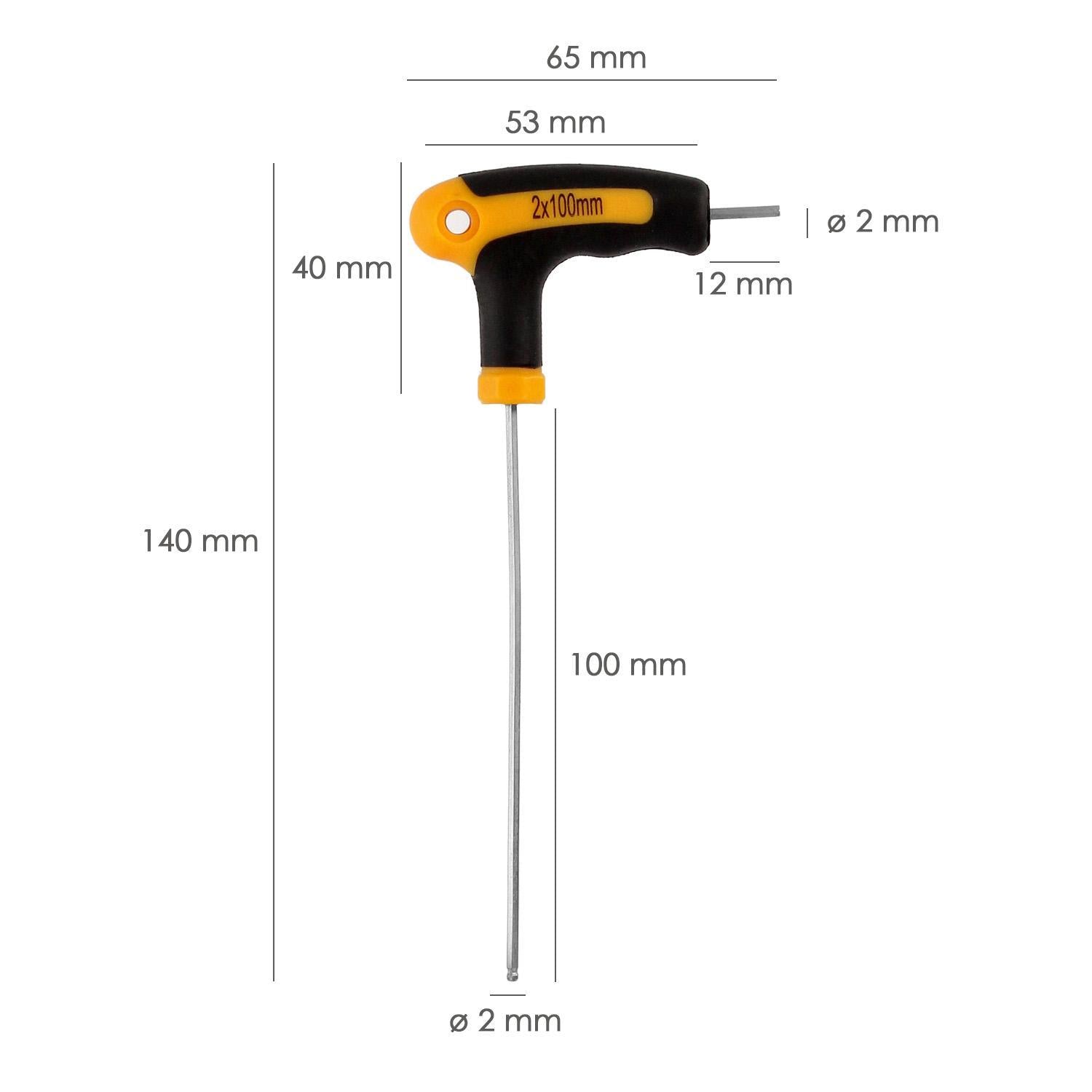 Llave Allen Con Bola Mango Bimaterial Soft Touch Forma T 2,0 Mm. Acero Cromo Vanadio, Destornillador Allen, Llave Hexagonal_1