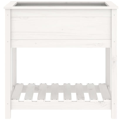 Jardinera Con Estante Madera Maciza De Pino Blanco 82,5x54x81cm_4