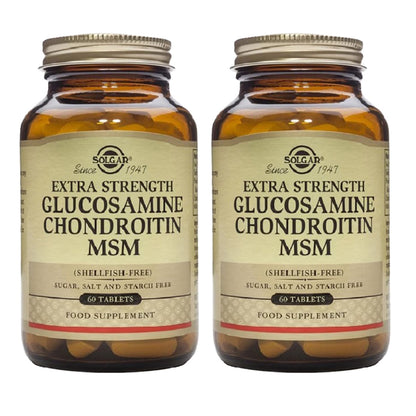 Embalagem de 2 comprimidos de glucosamina condroitina MSM extra concentrado 60 comprimidos
