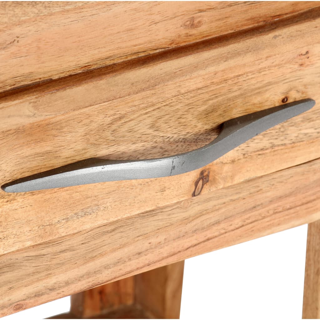 Mesita De Noche De Madera Maciza De Acacia 40x30x51 Cm_4