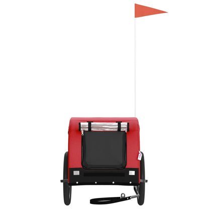 Remolque De Bicicleta Mascotas Hierro Tela Oxford Rojo Negro_2
